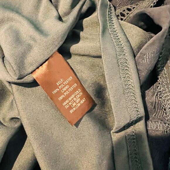 Lulus Sapphire Away Lace Burn Out Long Sleeve Dress Size XS Teal - Picture 6 of 9